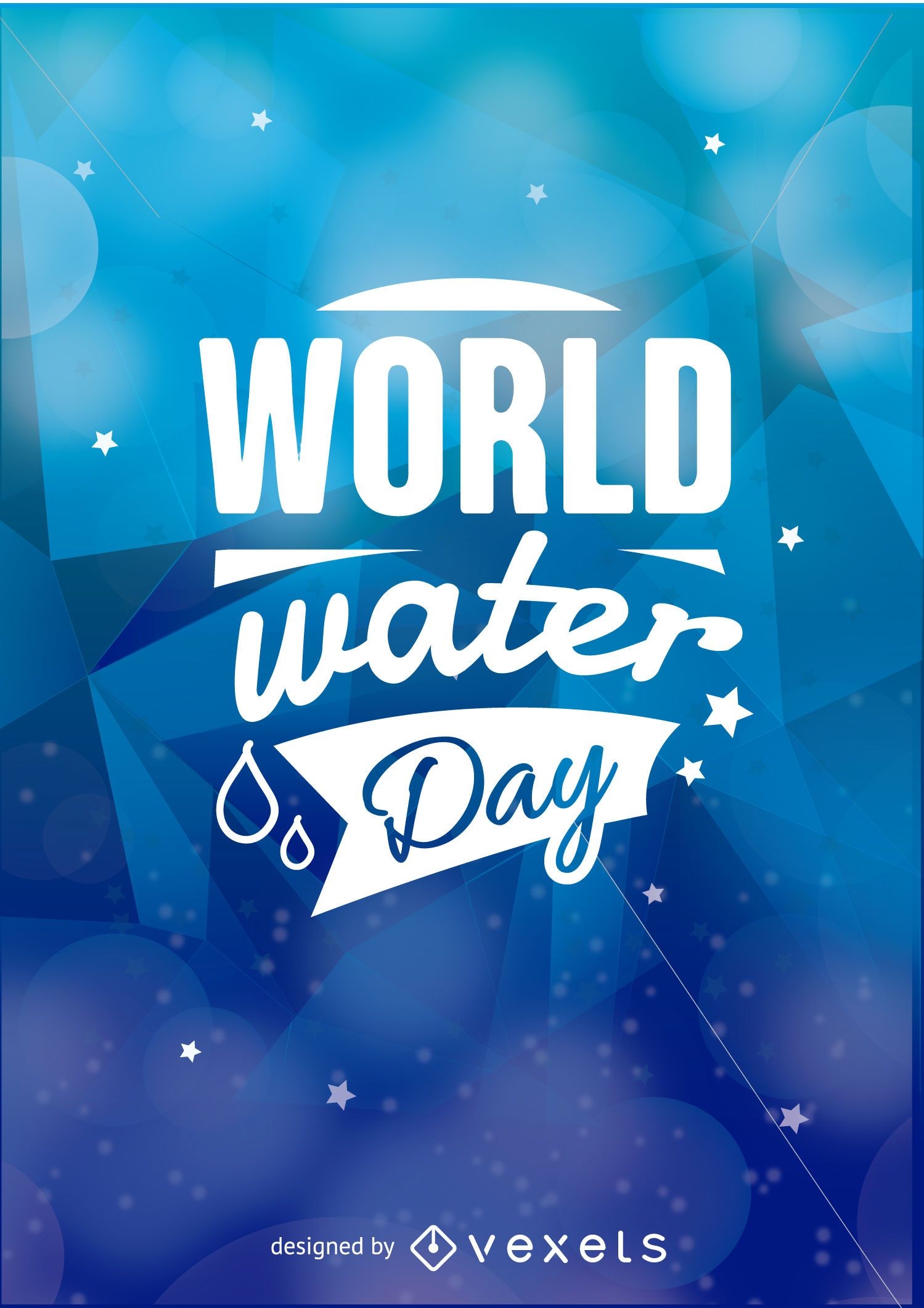 Emblema del Día Mundial del Agua sobre un fondo azul.