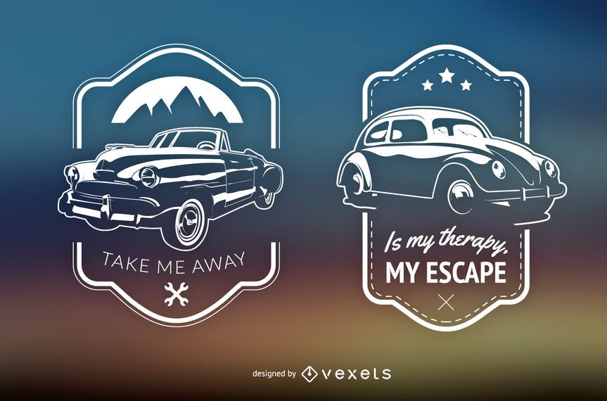 2 retro cars emblems 2 retro cars emblems