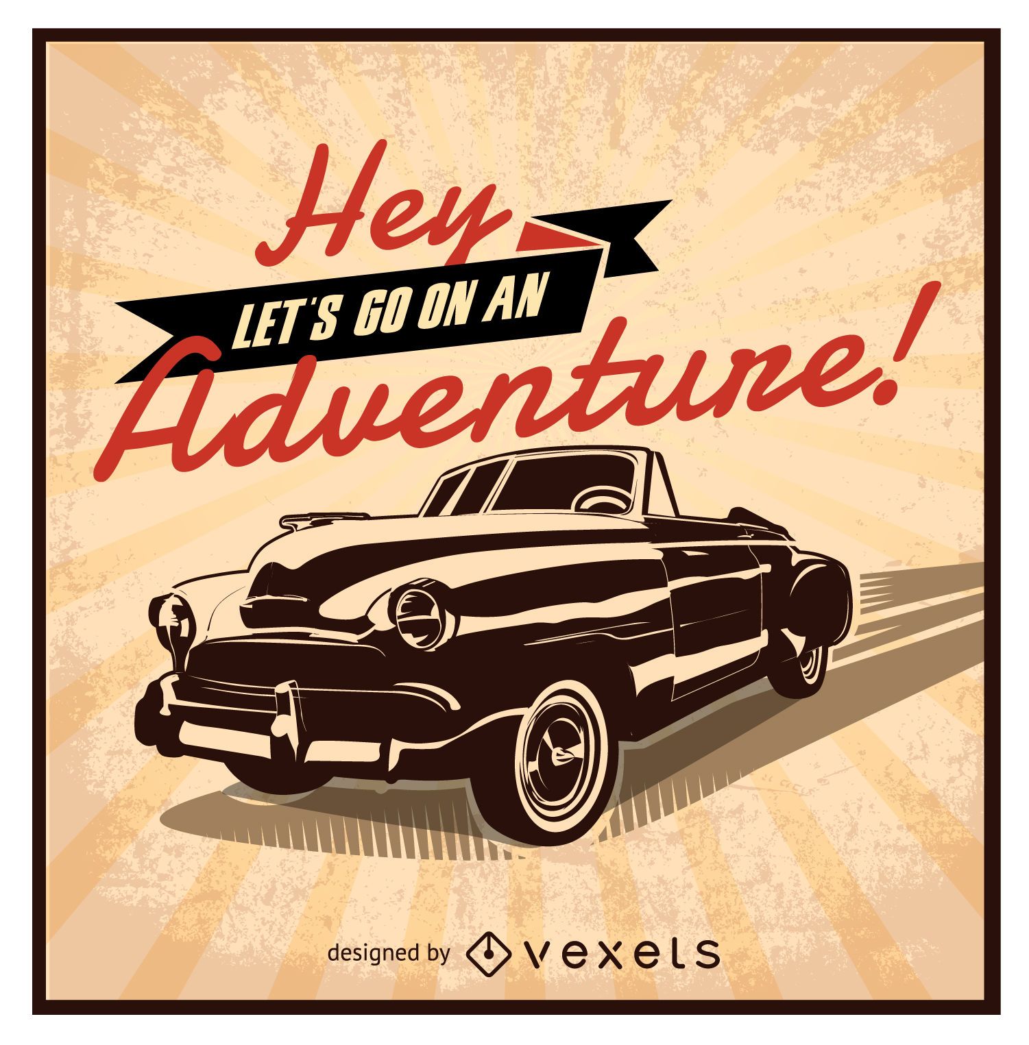 Diseño de coche retro Let&#39;s-go-on-an-adventure