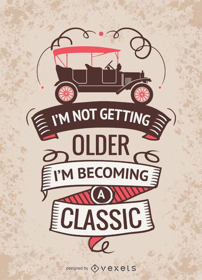 Poster vintage de carro com mensagem Poster vintage de carro com mensagem