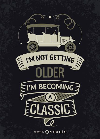 Retro car design with message on ribbon Retro car design with message on ribbon