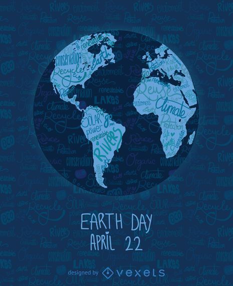 Earth Day written world map - Vector download