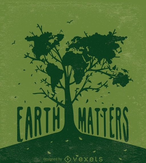 Earth matters-Tree with world map in green Earth matters-Tree with world map in green