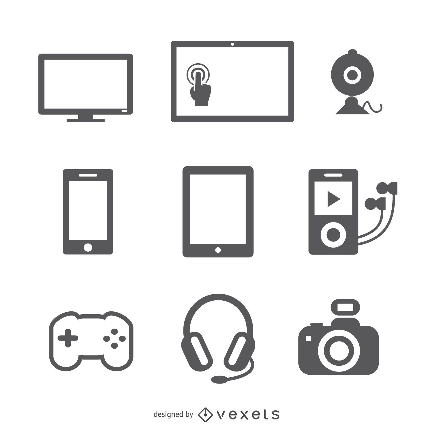 Flat devices icon set