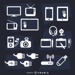 Conjunto de iconos planos de dispositivos