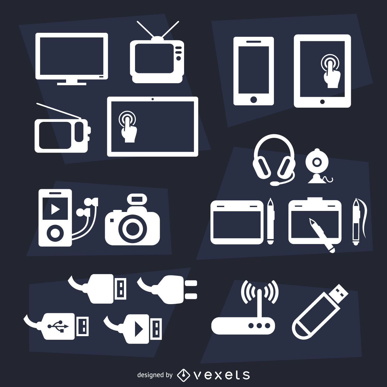 Conjunto de iconos planos de dispositivos