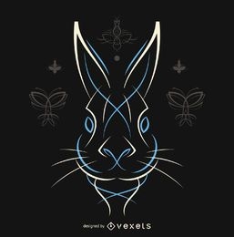 Pinstripe rabbit vector in white and blue