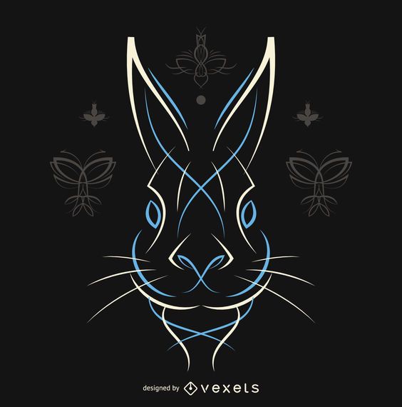 Pinstripe rabbit vector in white and blue Pinstripe rabbit vector in white and blue