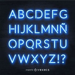 Realistic blue neon alphabet Realistic blue neon alphabet