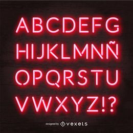 Red neon alphabet vector Red neon alphabet vector