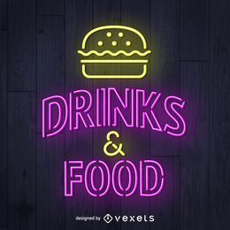 Drinks and food neon sign