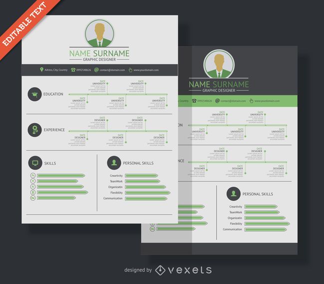 Plantilla de CV de diseño plano Plantilla de CV de diseño plano