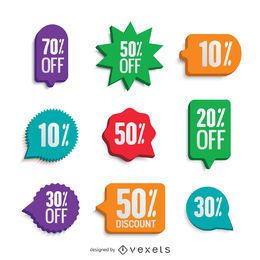 Buntes Angebot Aufkleber gesetzt