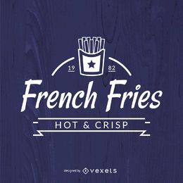 French fries insignia over blue background French fries insignia over blue background