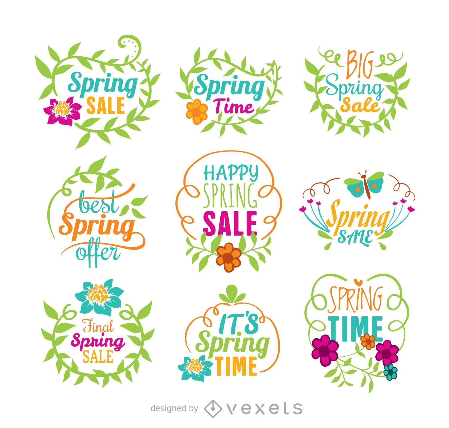 Spring sale vector set