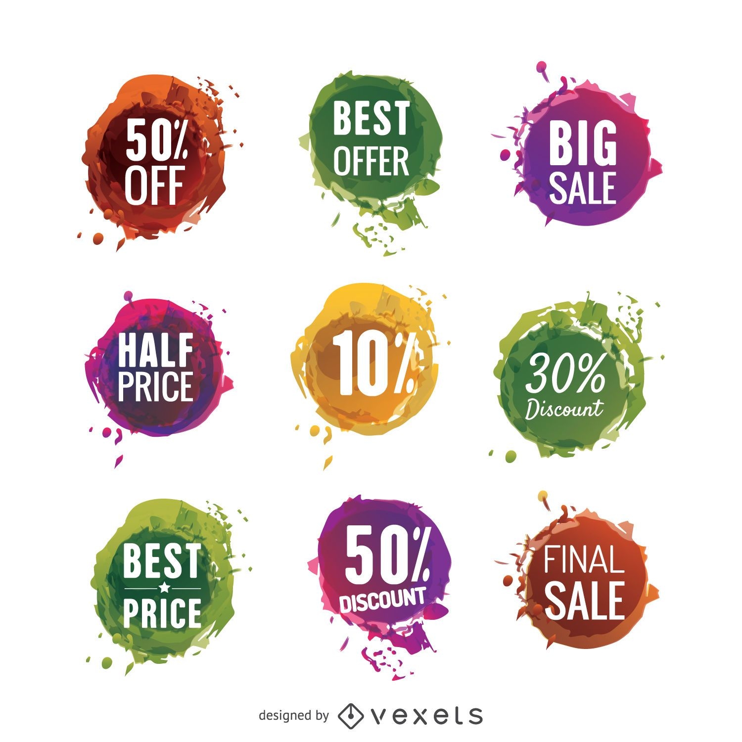 Set of colorful sale labels