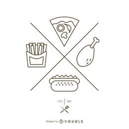 Logotipo de contorno simple de comida rápida