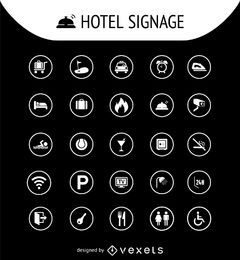 Conjunto de ícones de serviços de hotel