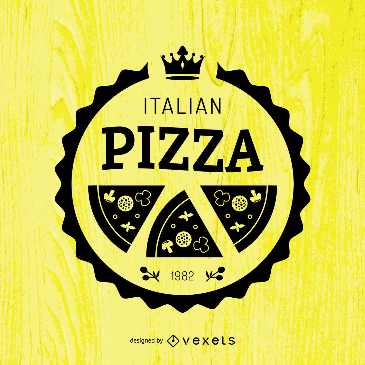 Emblema de pizza redonda