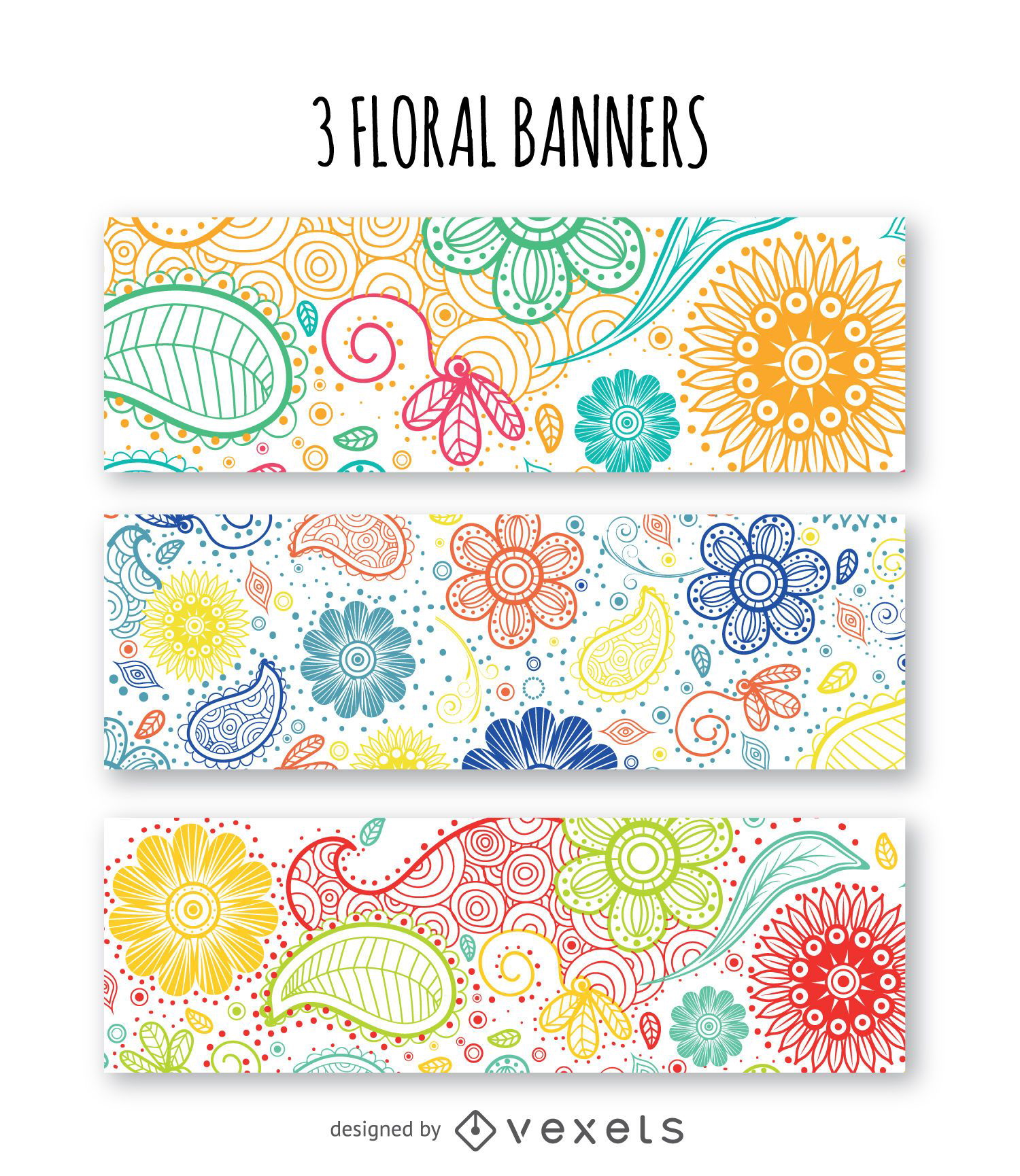 Floral banners set