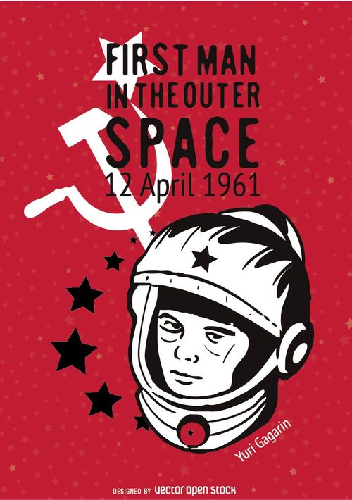 1961 - Yuri Gagarin - First Man In Space T-Shirt Lineart