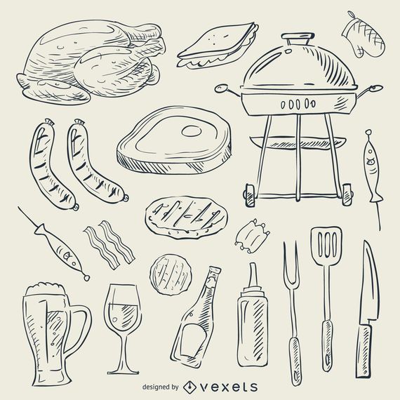 BBQ Doodle Set Vector Download