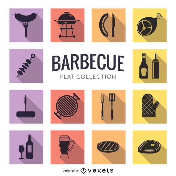 Barbecue flat icon set Barbecue flat icon set