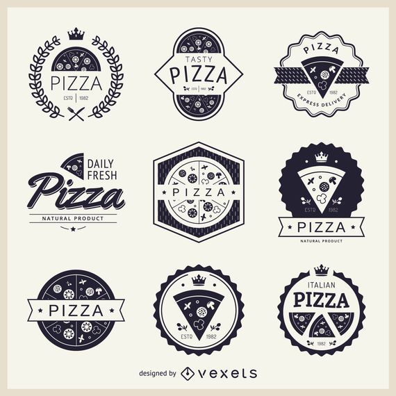 Collection Of Pizza Themed Logos - Vector Download