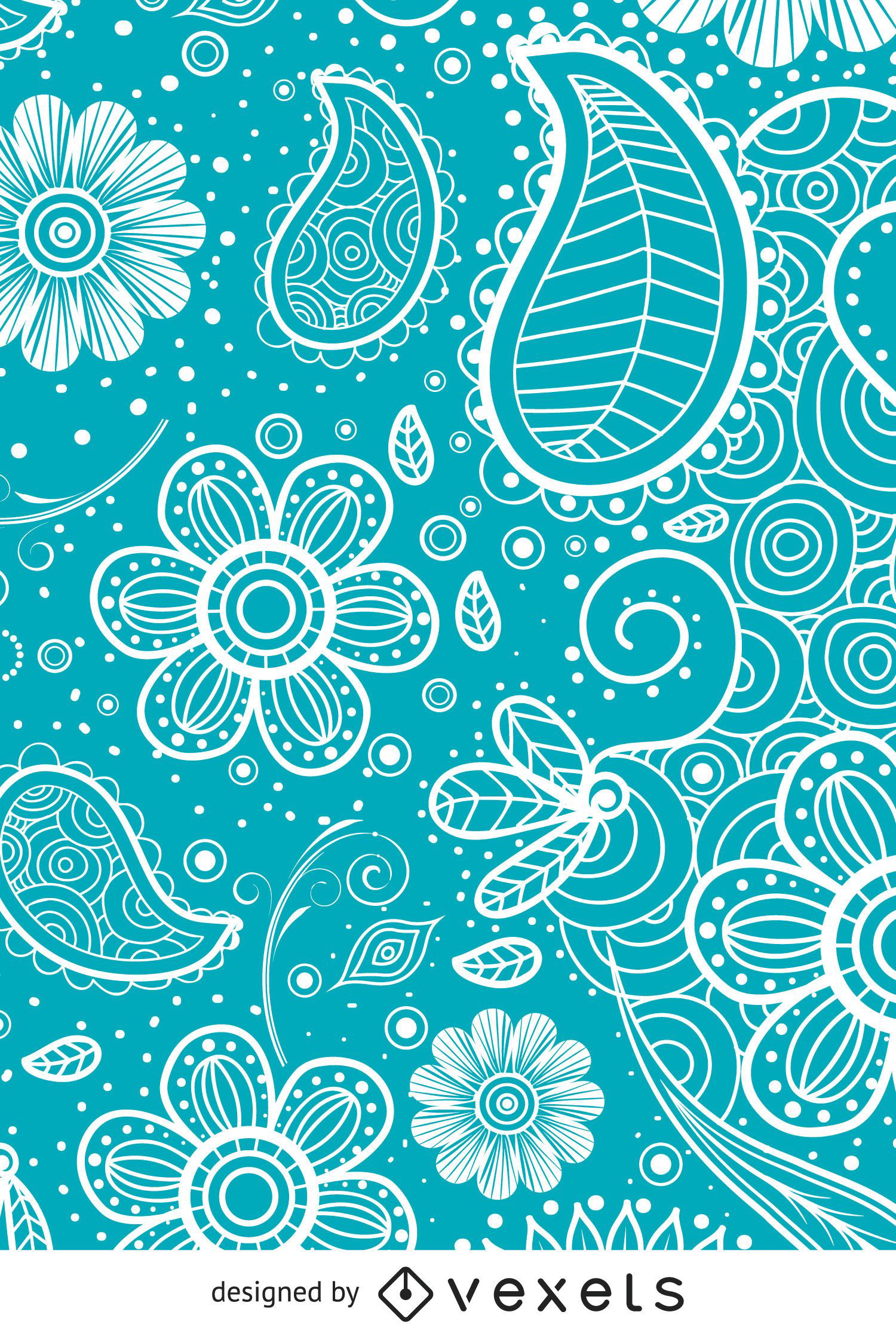 Fondo paisley en azul