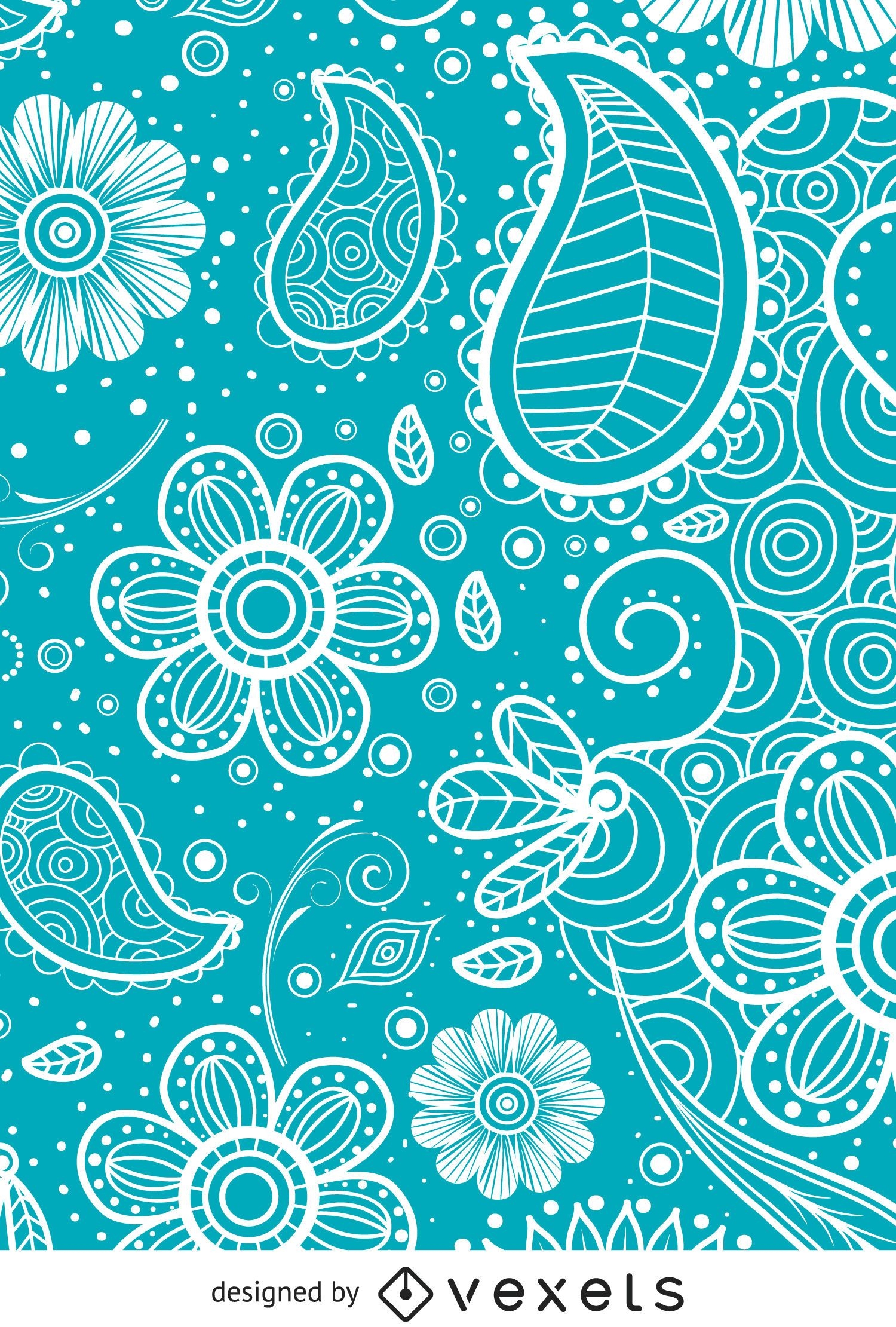 Paisley background in blue