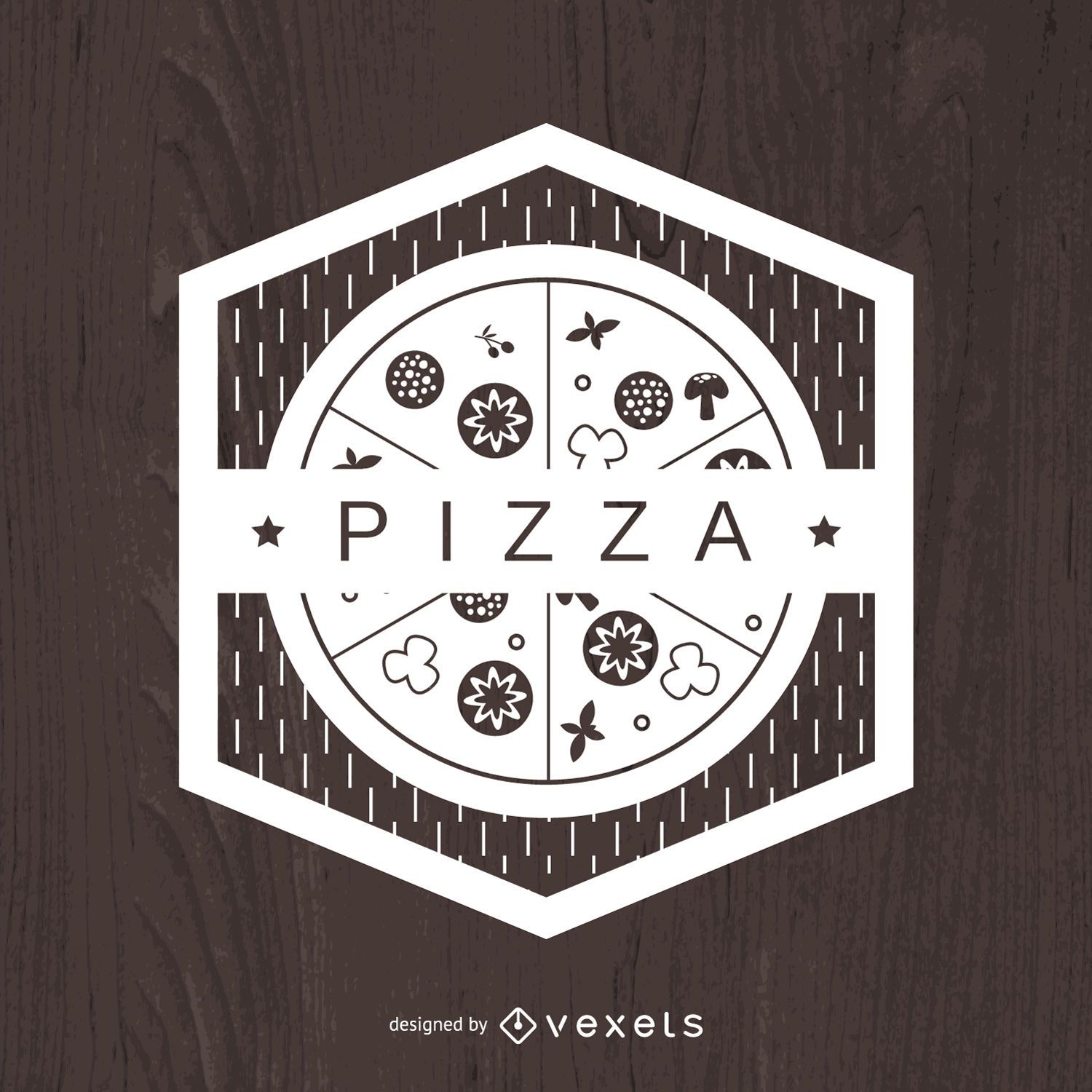 Geometrisches Pizza-Emblem