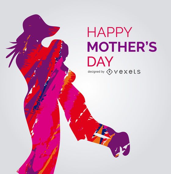 Vibrant mother and child vector with message Vibrant mother and child vector with message