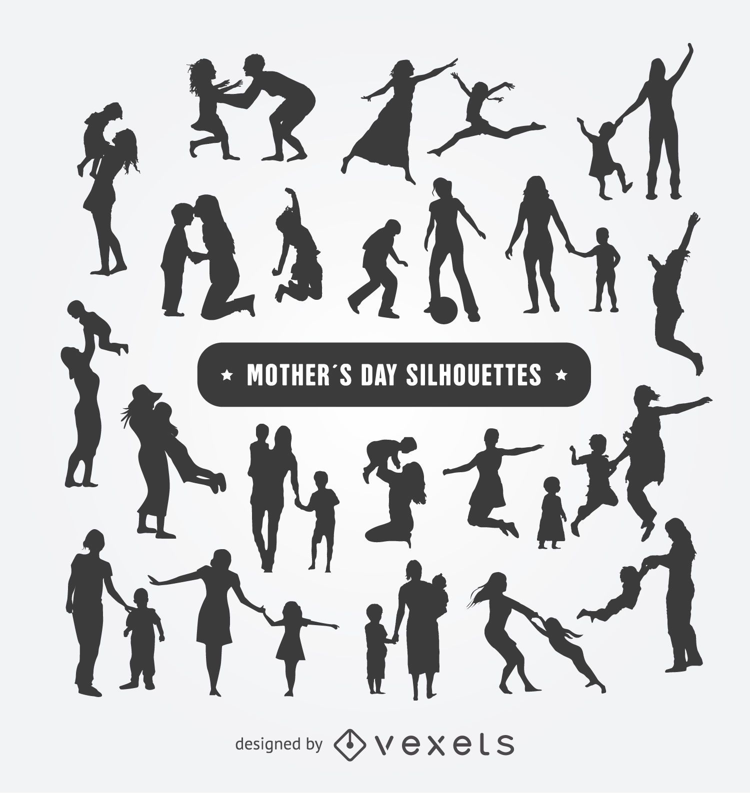 Download Mother's Day silhouettes set - Vector download