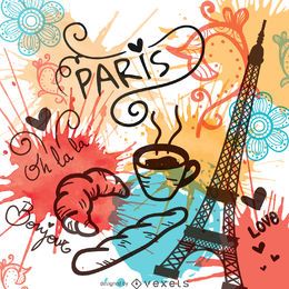Aquarell Paris Wahrzeichen