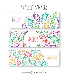 Conjunto de banner de remolino floral