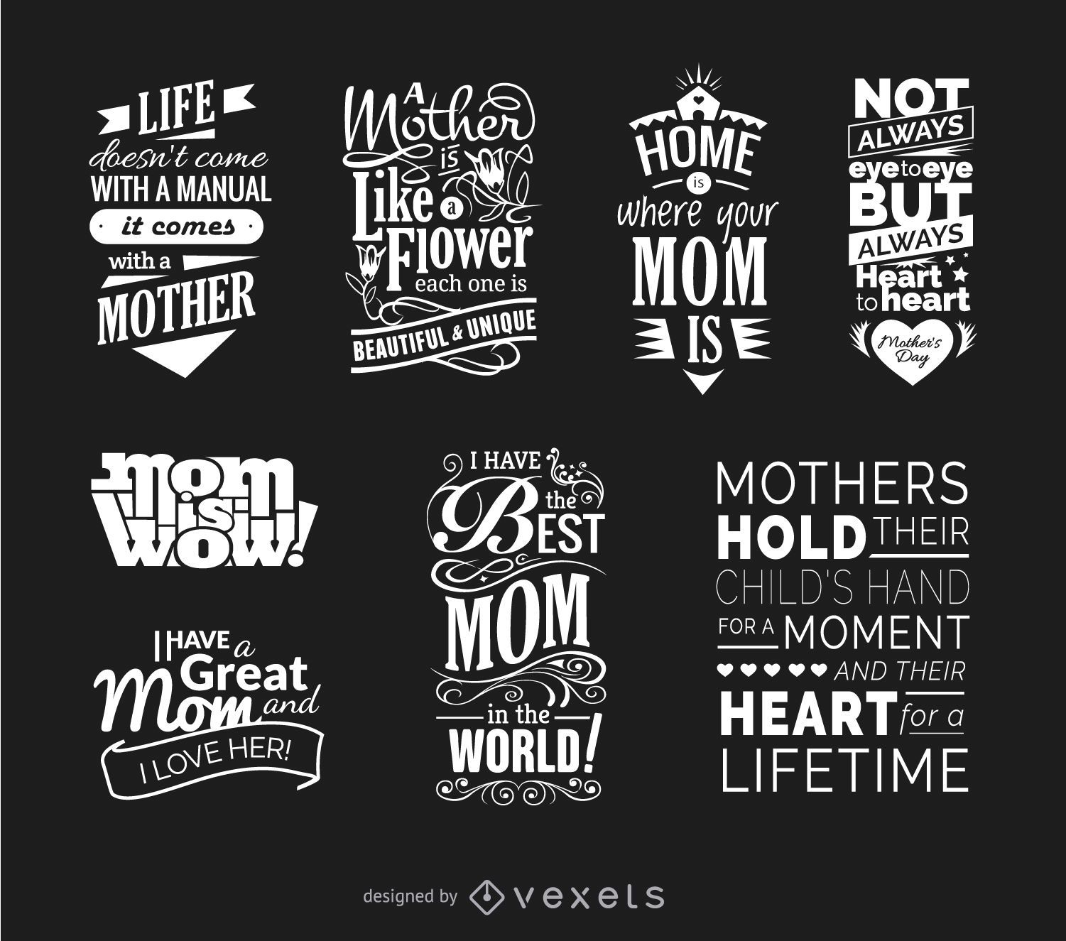 Mother's Day quotes vector set - Vector download