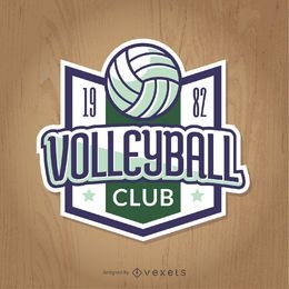 Emblema de voleibol vintage em verde e azul