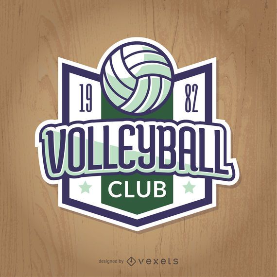 Vintage volleyball badge in green and blue Vintage volleyball badge in green and blue