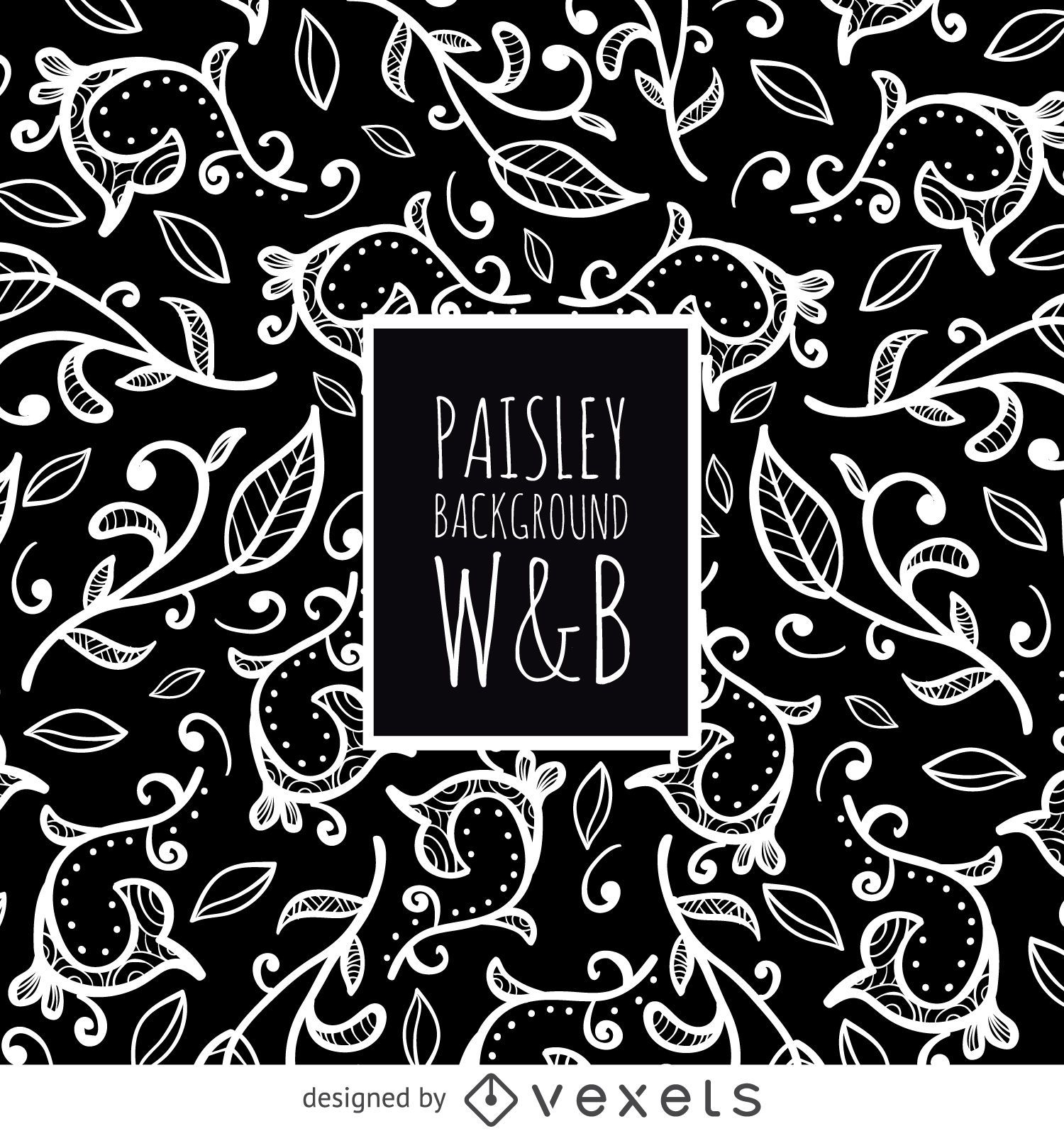 Nahtloses Paisley-Muster in Schwarzweiss