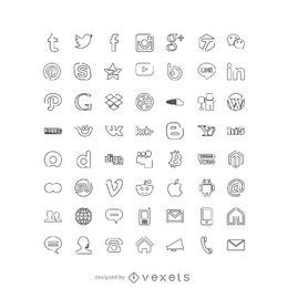 Sammlung von Symbolen für soziale Medien