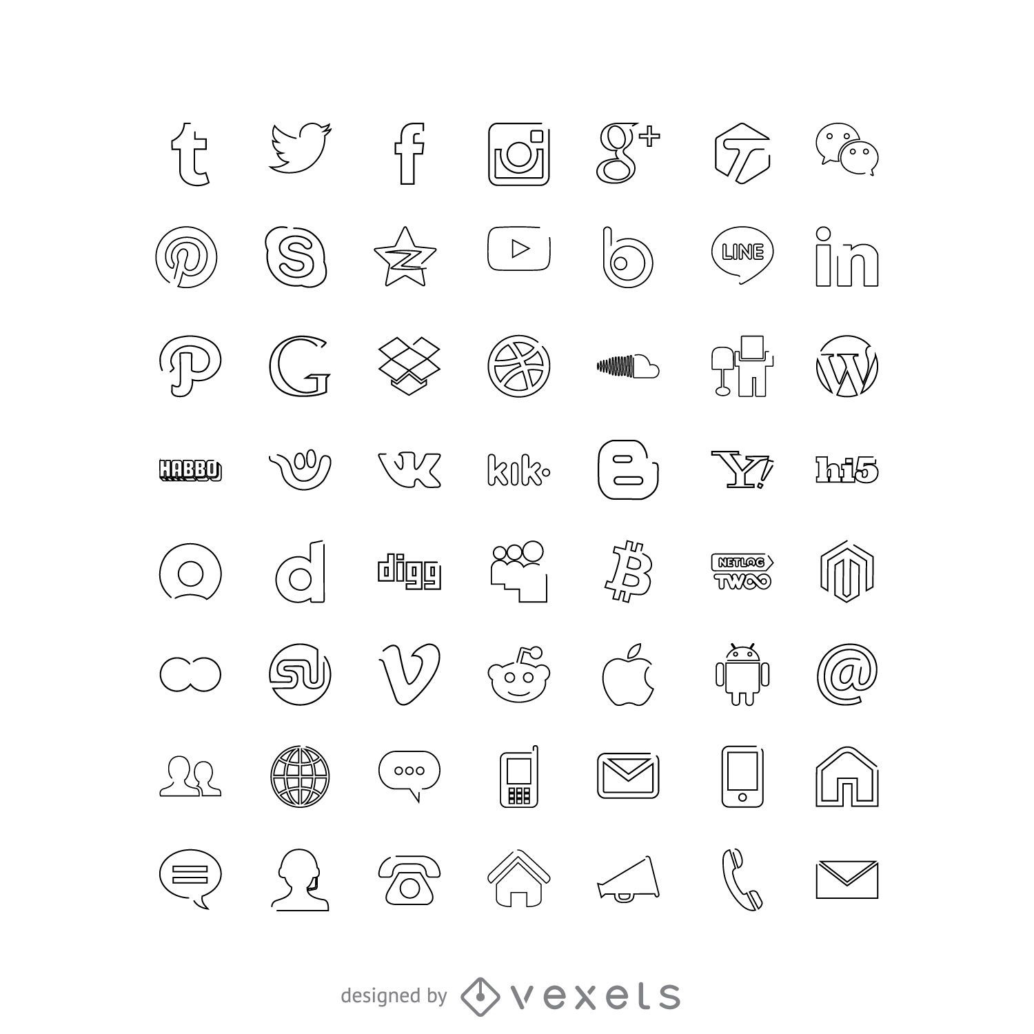 Sammlung von Symbolen f?r soziale Medien