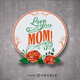 Emblema floral feliz dia das mães