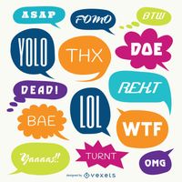 Slang Words Speech Bubble Set Vector Download