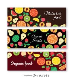 Conjunto de banner de frutas orgânicas