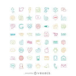Social icons set in bright colors Social icons set in bright colors