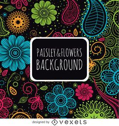 Blumiger Paisley-Hintergrund in hellen Farben