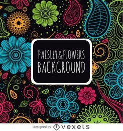 Floral paisley backdrop in bright colors