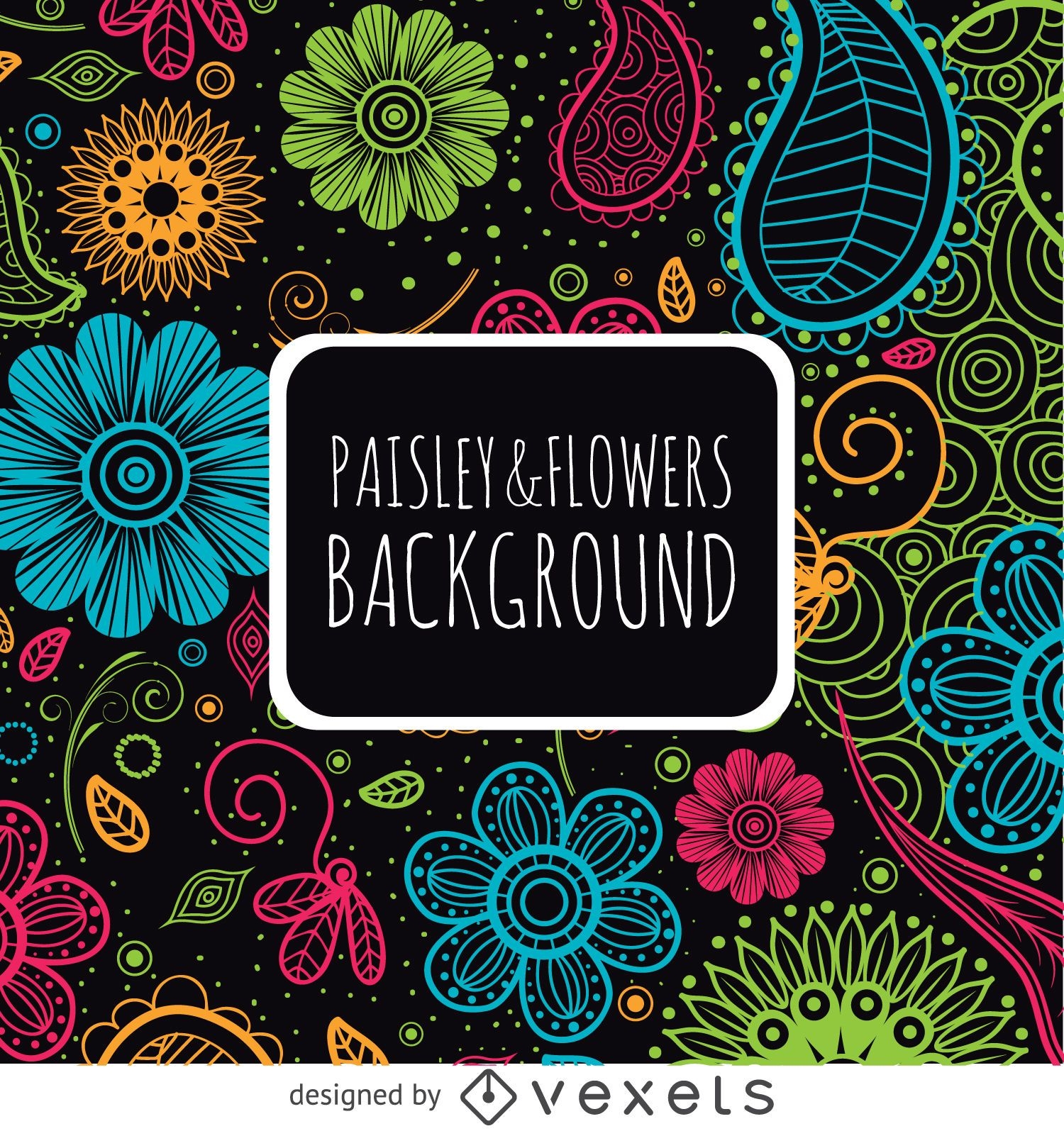 Floral paisley backdrop in bright colors