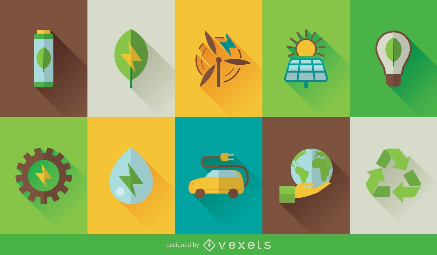 Conjunto de iconos de tecnología ecológica