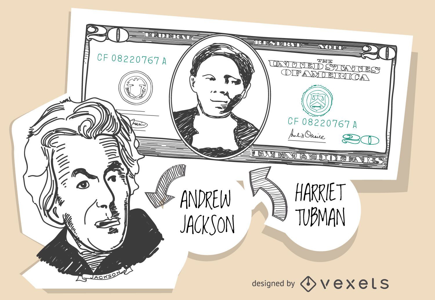 20 dollar bill with Harriet Tubman 